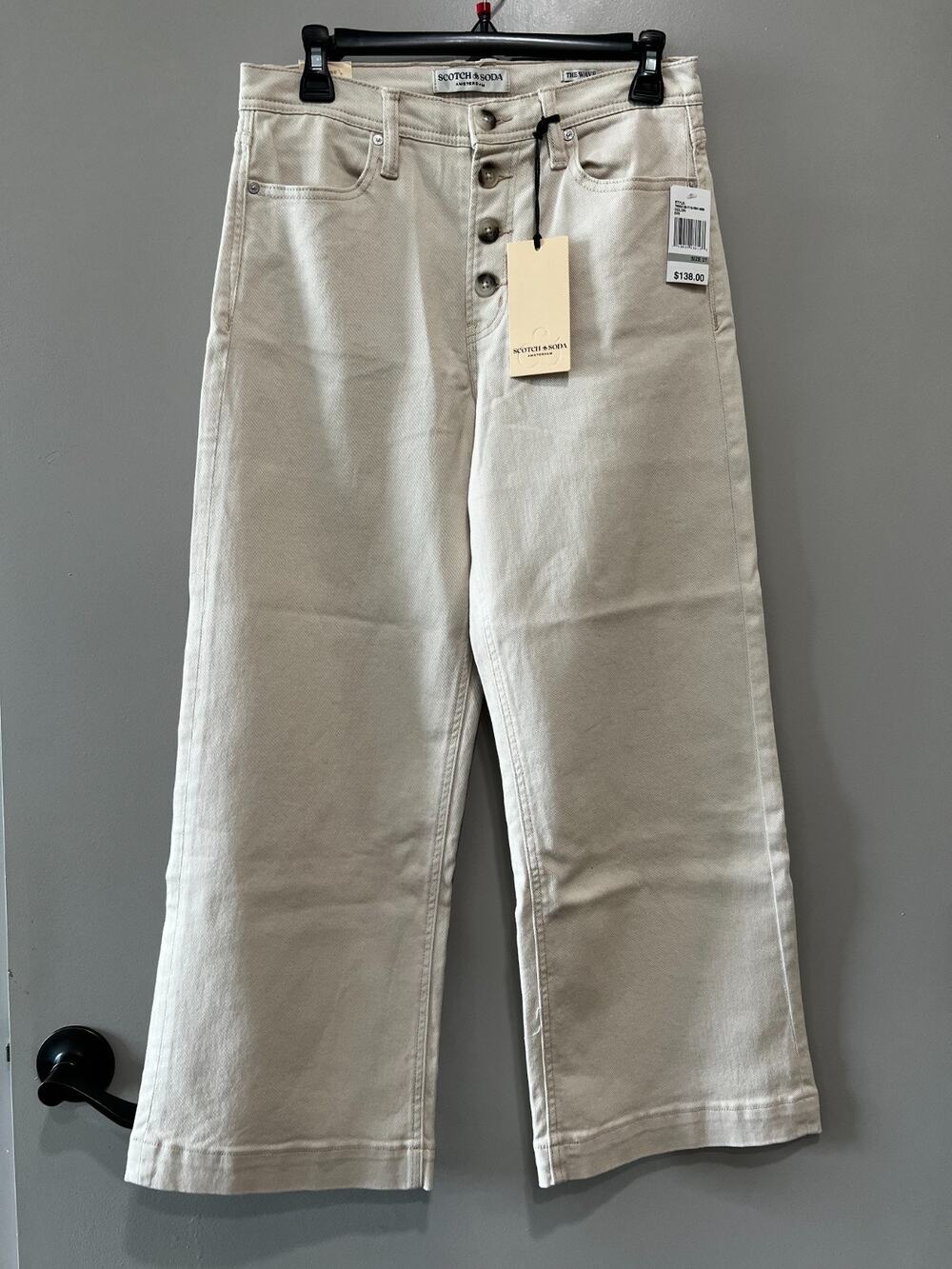 Scotch & Soda The Wave High Rise Cropped Jeans ivory/beige size-4/27 WT $138